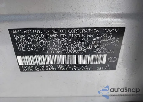 2008 Lexus Ls 460 z USA, uszkodzony, nr VIN JTHBL46F085053975